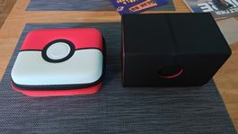 Deckbox und Etui schwarz/rot fuer Sammelkarten. Pokemon