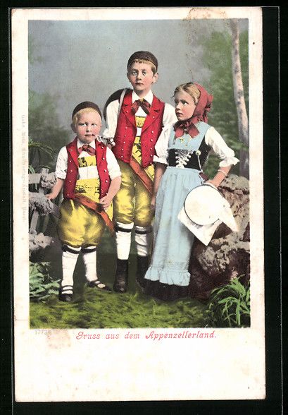 Cartoline postali: Schweizer Kinder in Appenzeller Trachten – Usato da Berlin venduto da bartko-reher