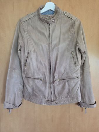 Lambskin Woman Leather Jacket –  Taupe Beige - Size M