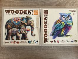 Zwei Puzzle aus Holz