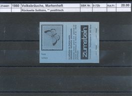 1980 "Volksbräuche", "blau", Markenheftchen, ** postfrisch
