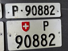 Paar Nummernschilder PTT Post 90882 antik f. Sammler