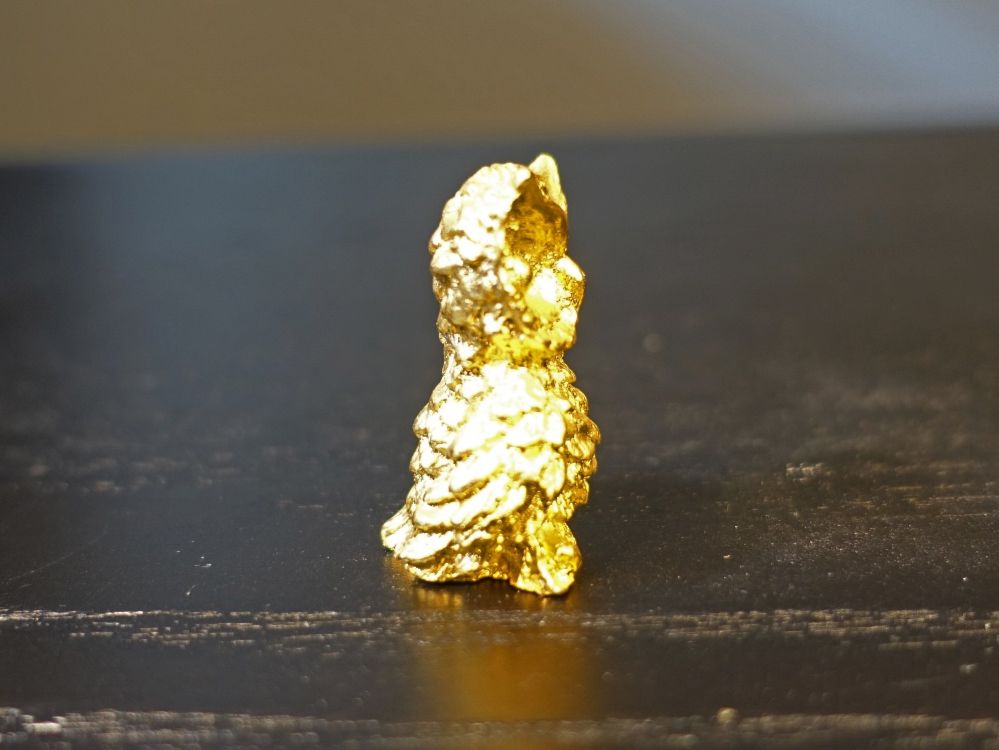 Statuette: Kleine, goldige Eule aus Metall – Usato da Russikon venduto da Eulenfeder 4