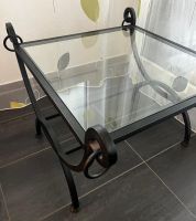 Beistelltisch Metall schwarz Glasplatte quadratisch