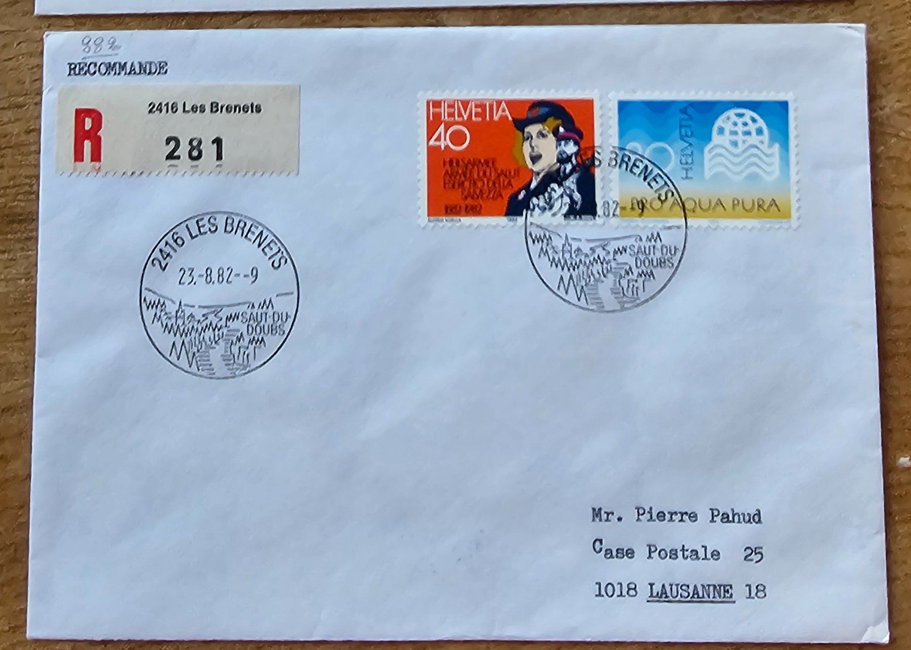 Tous les timbres: Lettre recommandée avec obl. spéciale LES BRENETS 23.8.82 – Neuf (Voir description) à Les Valettes par Nuba1
