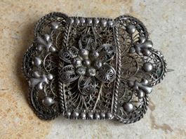 Antike Brosche - Trachtenschmuck BLUMENBROSCHE