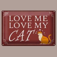 🔥 LOVE MY CAT Katzen Blechschild ❤️ 12x18cm OVP 🔥