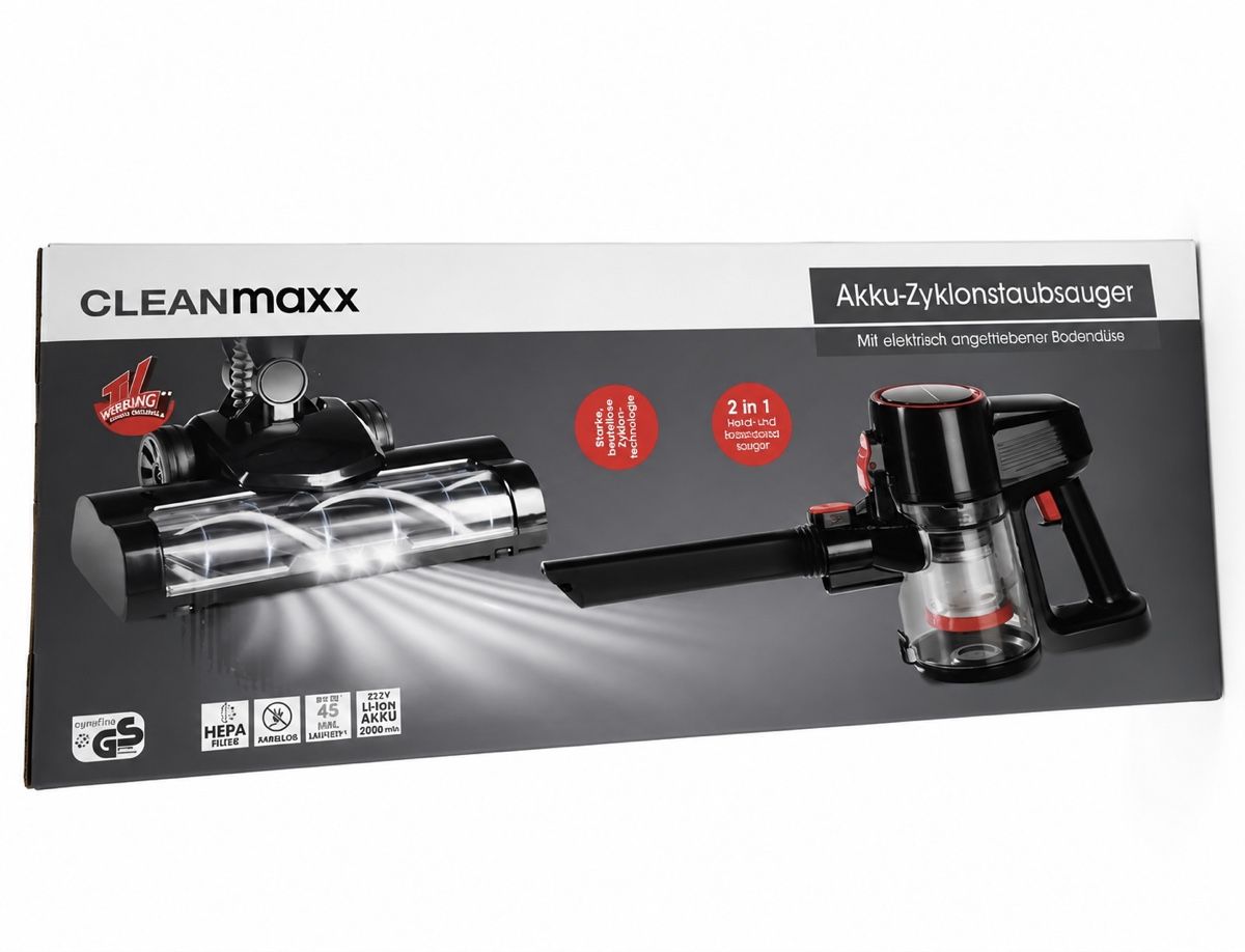 Aspirapolveri & Accessori: CLEANmaxx Akku-Zyklonstaubsauger mit elektrischer Bodendüse – Nuovo e nell'imballaggio originale da Willisau venduto da aid_v56b