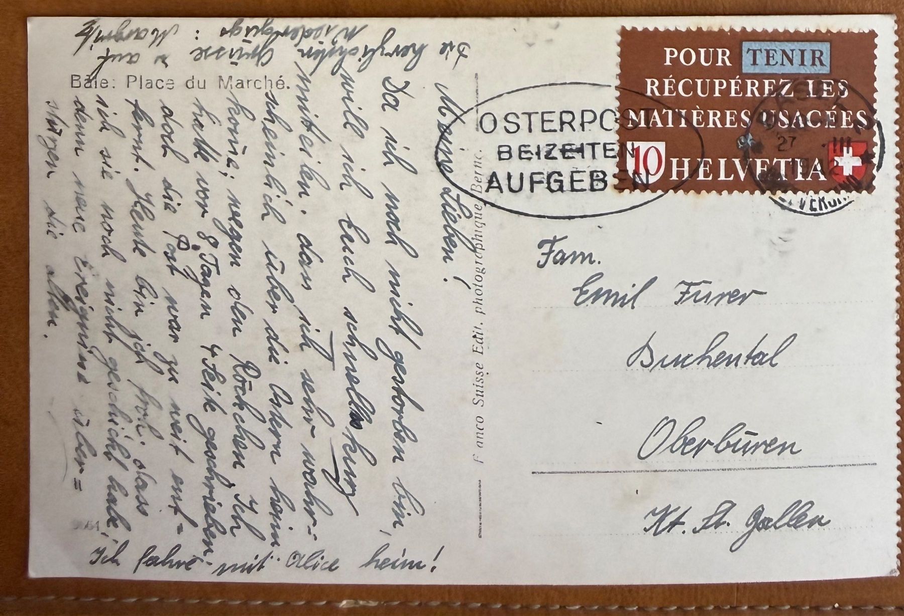Cartoline postali: Basel - Tram - Marktplatz - Animation 1942 – Usato da Lutry venduto da Ediego 2