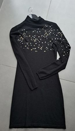 My Twin Strickkleid, Rollkragen, Schwarz, Grösse S