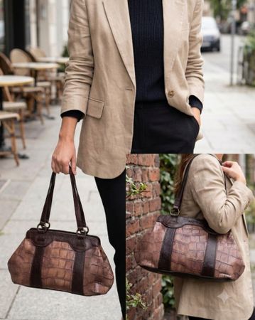 Sac à main MAX&CO cuir  reptile marron. Chic 