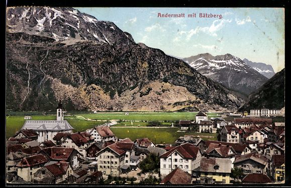 Ansichtskarten: AK Andermatt, Totalansicht mit Bätzberg – Gebraucht aus Berlin von bartko-reher