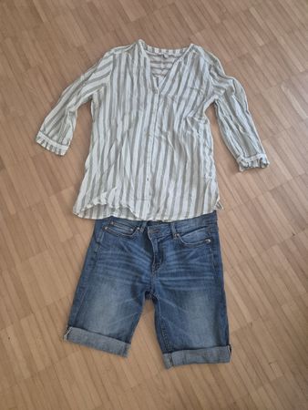 Sommerkleider-Set, 2 Teile, Jeans Shorts, Esprit Bluse, 38