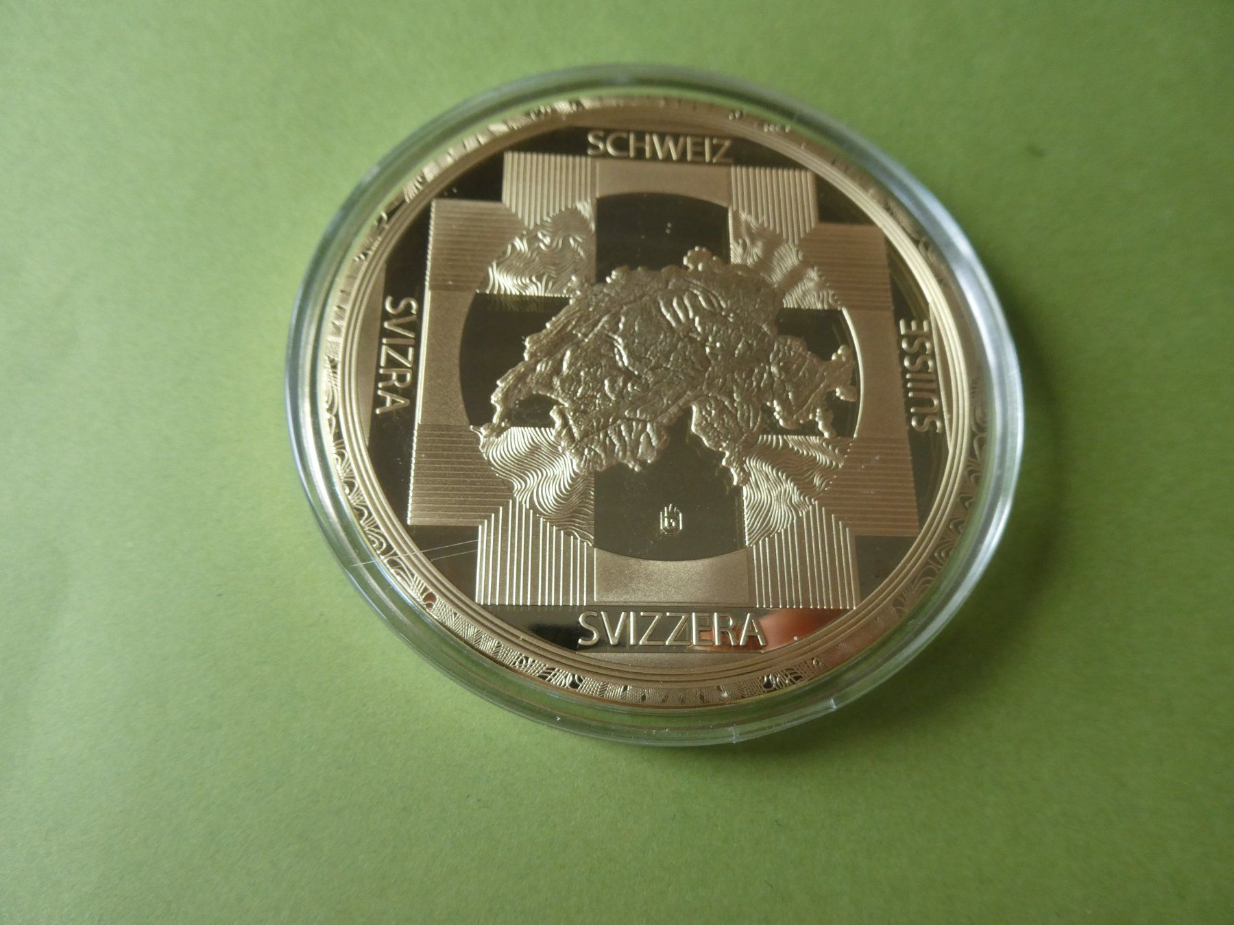 Medaillen: vergoldete Medaille 70 mm PP, St. Gotthard – Neu (gemäss Beschreibung) aus Hinterforst von Rohusri 2