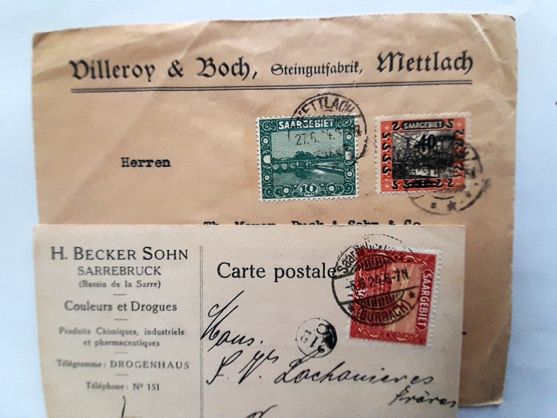 Alle Briefmarken: SAARGEBIET - 2 Bedarfsbelege 1924 – Gebraucht aus Uster von schepus23 4