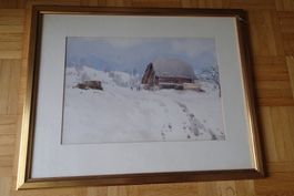 WINTER AM STOCKHORN 1909  Aquarell - A.J. Meyer