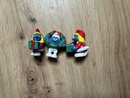 3x Schlumpf Weihnachtsfiguren, Sammlerstücke, Vintage!
