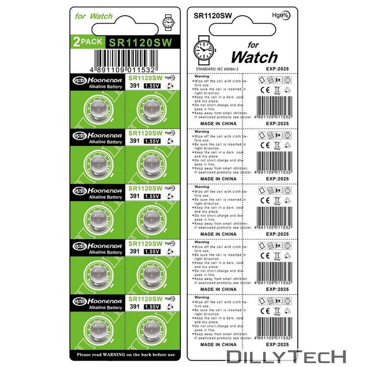 Caricatori & Batterie: Koonenda AG8, SR1120SW, 391 Knopfzellenbatterie - 10 Stk. – Nuovo e nell'imballaggio originale da Erlenbach ZH venduto da dillytech.ch 3
