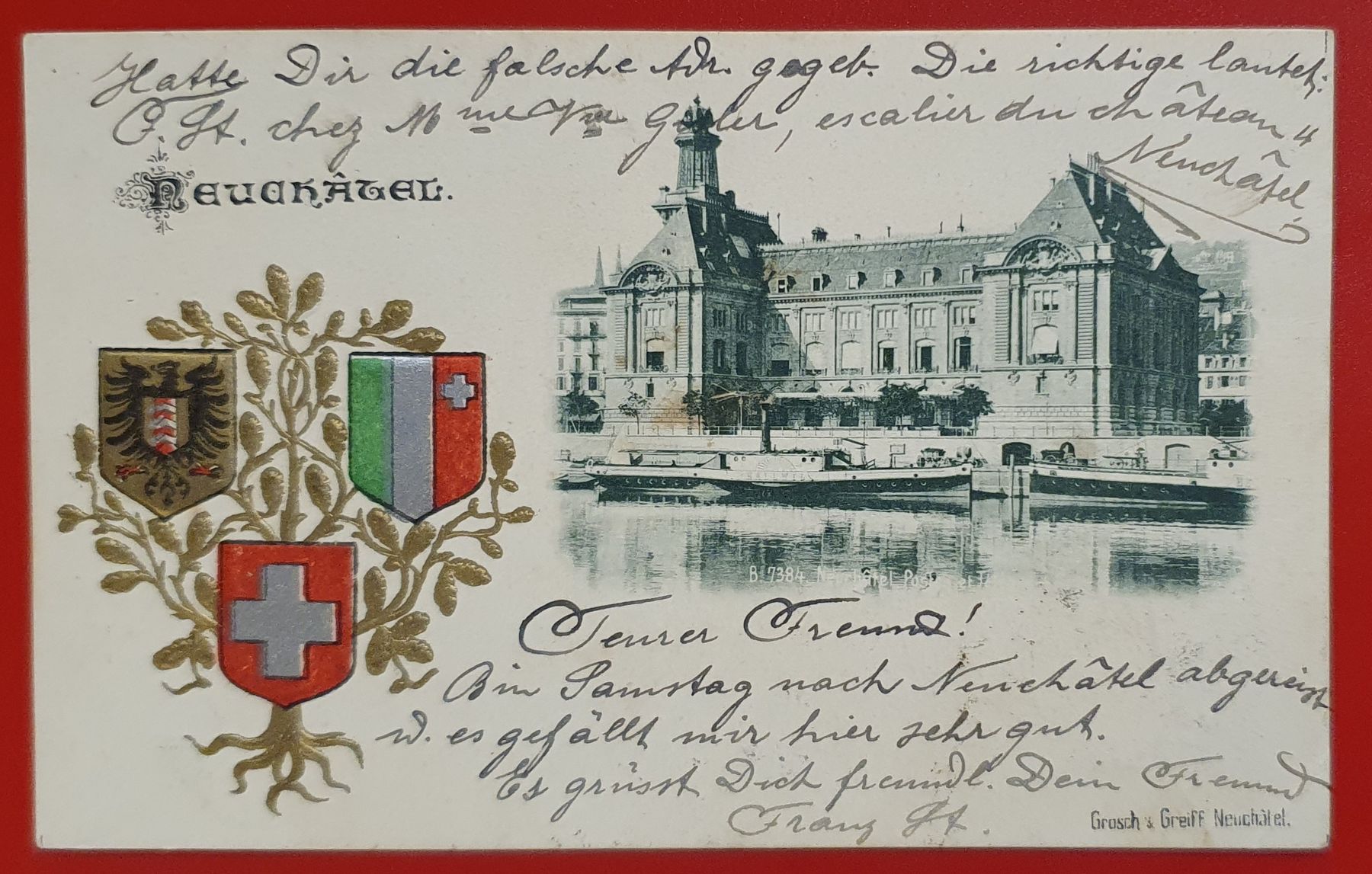 Ansichtskarten: Prägekarte Neuenburg 1901 – Gebraucht aus Kreuzlingen von Rschweiz1
