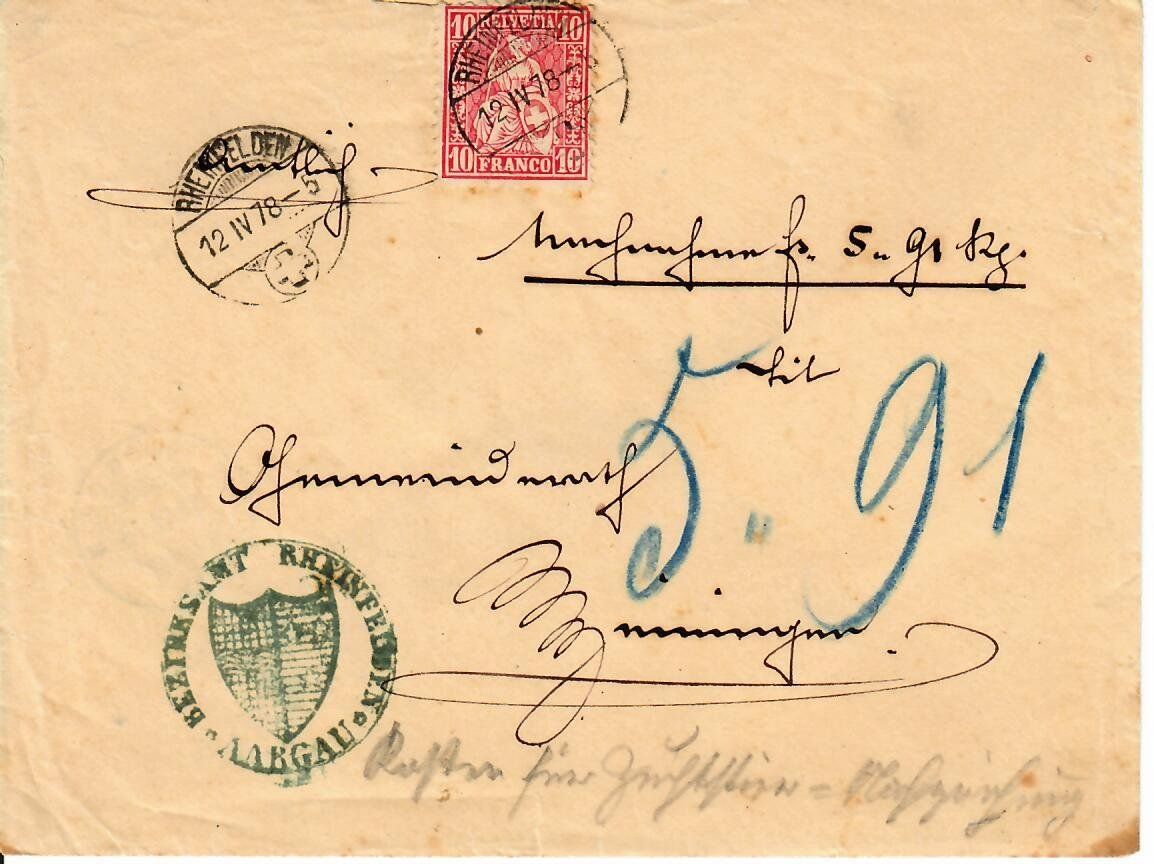 Tutti i francobolli: Brief, Rheinfelden - Zeiningen 1878 – Usato da Hochdorf venduto da Ziegel-16