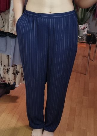 Marineblaue Stoffhose gestreift Gr. XL lässig elegant bequem