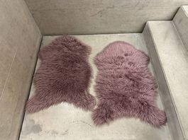 1x Faux sheepskin rug mauve 🩷💜 Kunstfellteppich lila-rosa