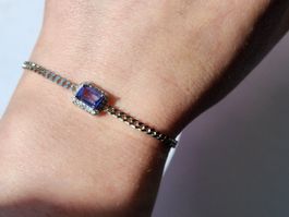 Luxus Tansanit Armband aus 925 Silber Tansanit traum