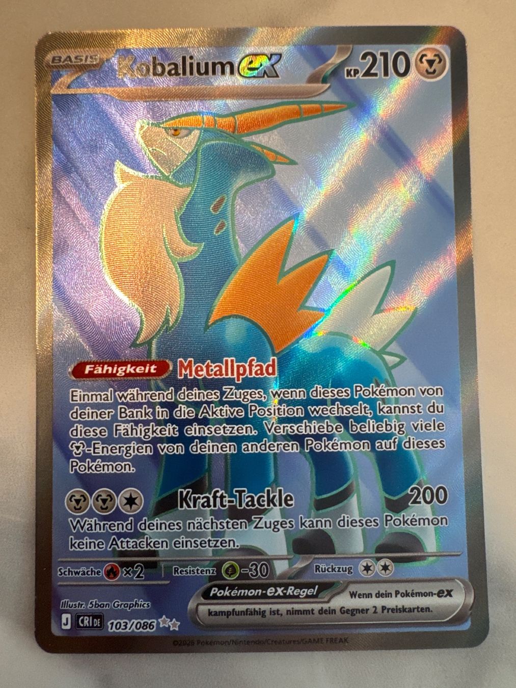 Pokémon Carte collezionabili: Kobalium ex CRI103 DE - Wachsendes Chaos – Nuovo (secondo la descrizione) da Wil SG venduto da Prof.Eich