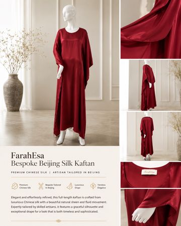FarahEsa Bespoke Beijing Silk Kaftan | Premium Chinese Silk