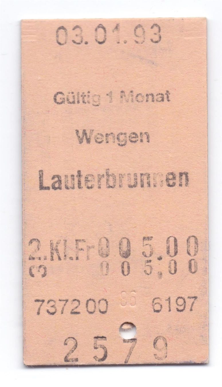Biglietti: Billette Wengen - Lauterbrunnen WAB – Usato da Langenthal venduto da Sammlungs_aus