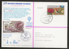 Schweiz Ballon 1987 Deutschland Stuttgart Luftpost 65. DKB