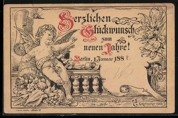 Cartoline postali: Berlin, 1894, Engel mit Glückwunsch zum – Usato da Berlin venduto da bartko-reher