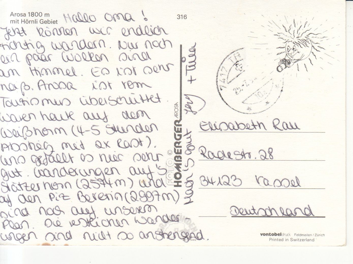 Cartoline postali: Arosa 1994 – Usato da Bürglen TG venduto da StampGraf 1
