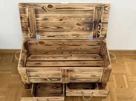 Rustikale Holztruhe mit 2 Schubladen  85 × 40 × 40 cm