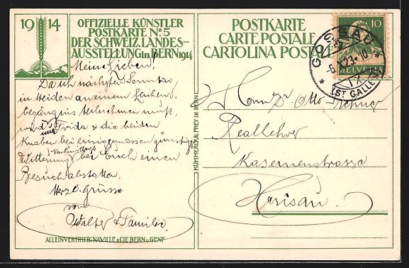 Cartoline postali: Bern, Schweizerische Landesausstellung 1 – Usato da Berlin venduto da bartko-reher 1