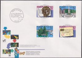 1990, W68-W71 Satz-Brief (NABA Genf) mit ET-Voll-Stempel.