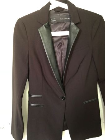 Edel Zara Blazer schwarz mit kunstleder