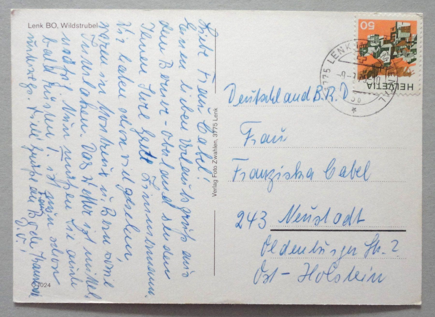 Cartoline postali: Lenk BO, Wildstrubel – Usato da Fétigny venduto da Billy2miny 1