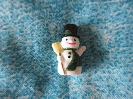 Mini Schneemann, Keramik Figur, Winter Deko, 3x2 cm