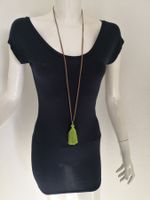 🤩ZARA LEDER HALSKETTE QUASTE GRÜN NEU