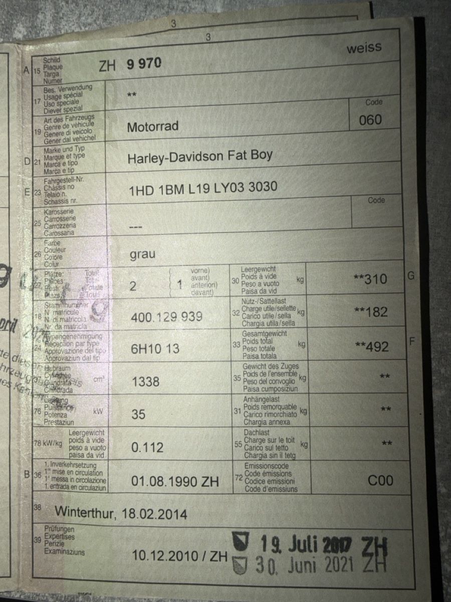 Chopper: Grey ghost Harley-Davidson Fat Boy  1990 – Gebraucht aus Aathal-Seegräben von mes_7wz8 1