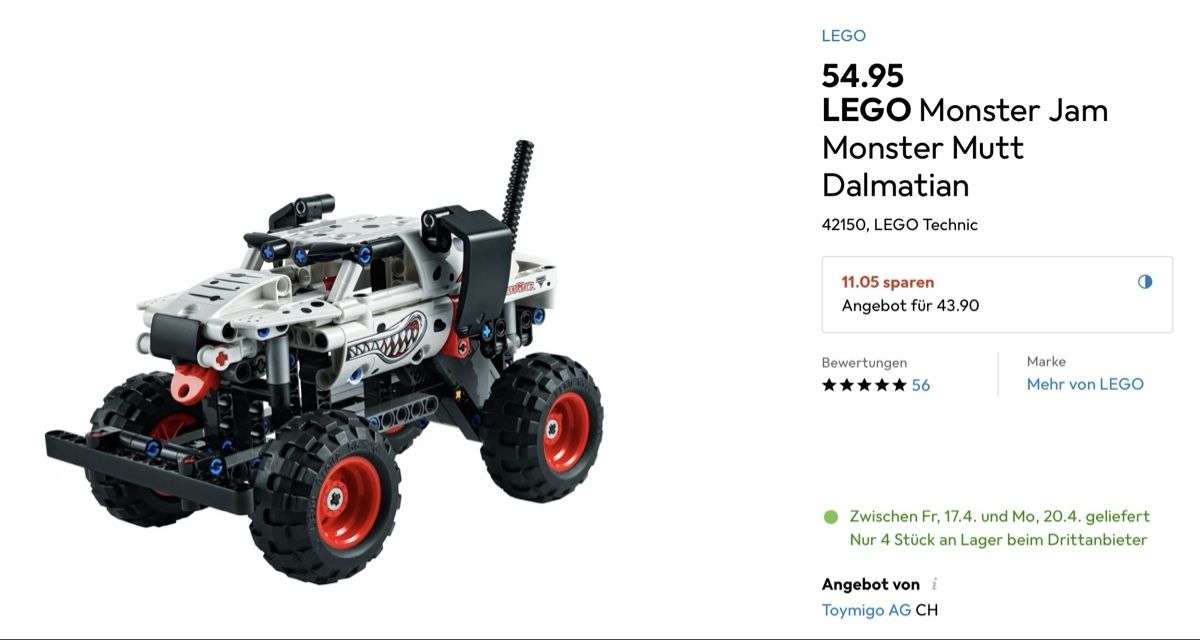 Lego Giocattoli: LEGO Monster Jam Monster Mutt Dalmatian – Nuovo (secondo la descrizione) da Zürich venduto da Hossi66
