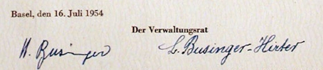 Documenti: L. Businger AG, Basel - 1954 – Usato da Solothurn venduto da Sgasche 1