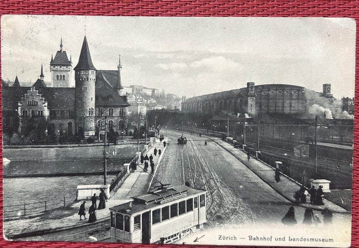 Cartoline postali: Zürich Bahnhof mit alter Strassenbahn  – Usato da Horw venduto da Tellbub