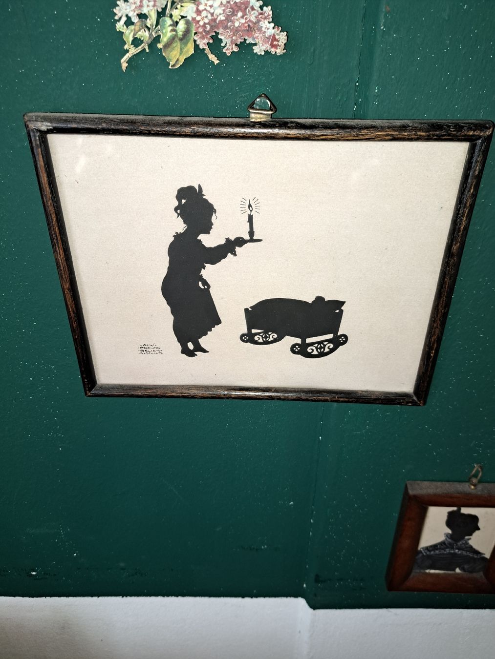 Grafica & Litografie: Antike Scherenschnitt-Silhouette, gerahmt,  – Usato da Kölliken venduto da Upcycling-by-Mc-TAM