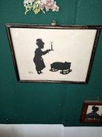 Antike Scherenschnitt-Silhouette, gerahmt, 