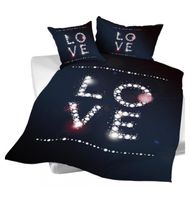 %Neue Satin BETTWÄSCHE "LOVE" 160X210 / 50x70