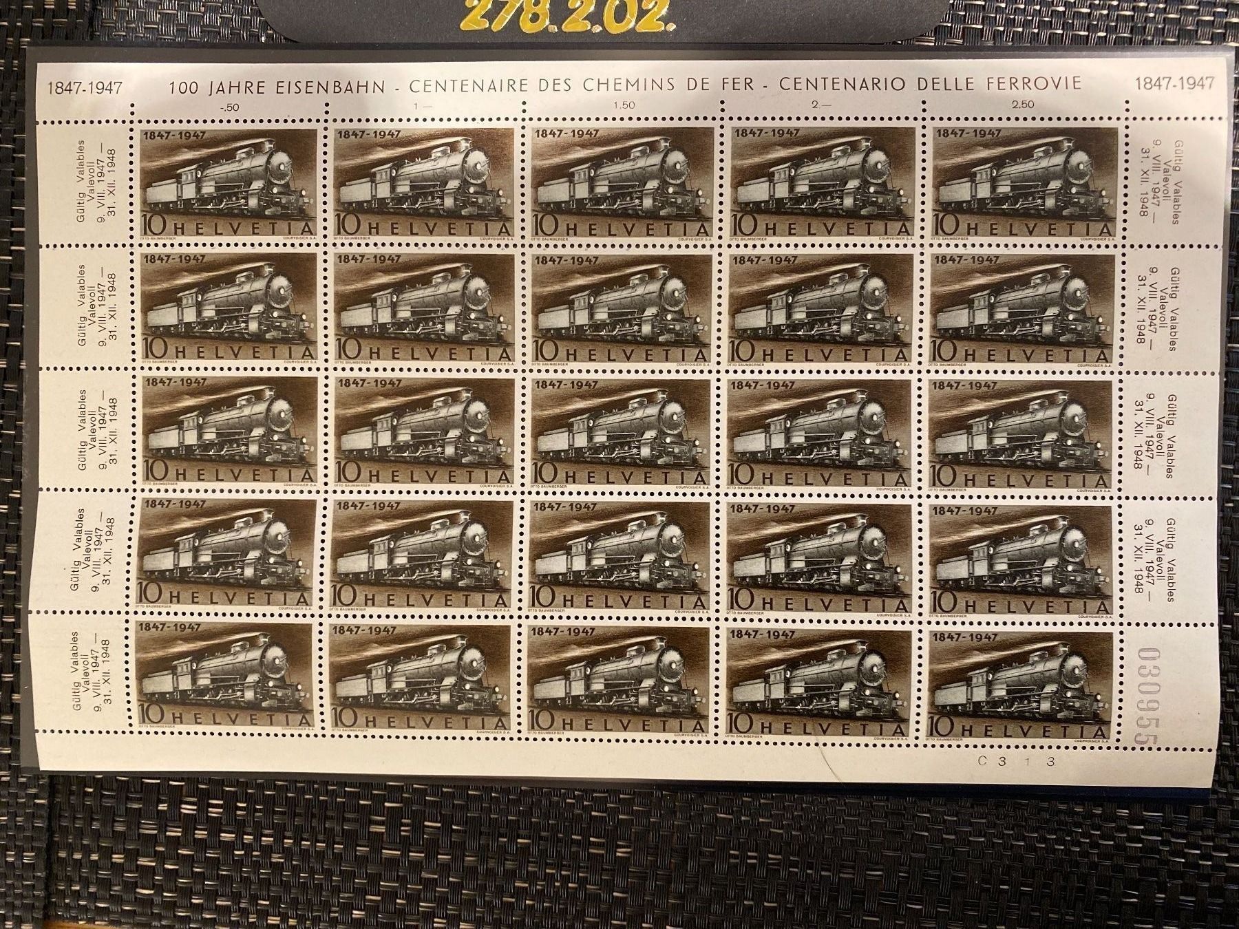 Tutti i francobolli: 1947 Nr. 278 Bogen Plattenfehler ungestempelt postrisch ** – Nuovo (secondo la descrizione) da Wil SG venduto da Chefsugus 1