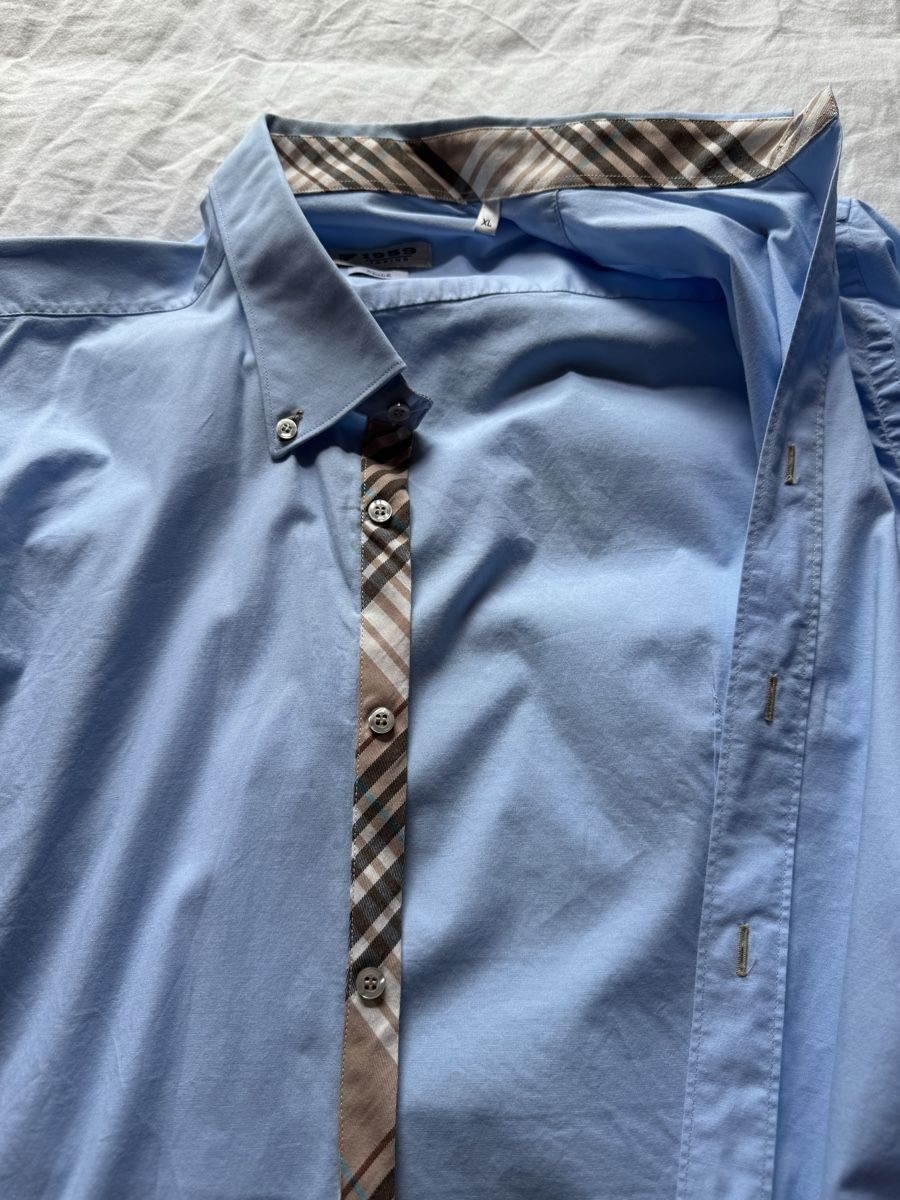 Camicie: HEMD 1959 TORINO STRETCH HELLBLAU GRösSE XL MIT CHECK-MUSTER – Usato da Schaffhausen venduto da vasco016 5