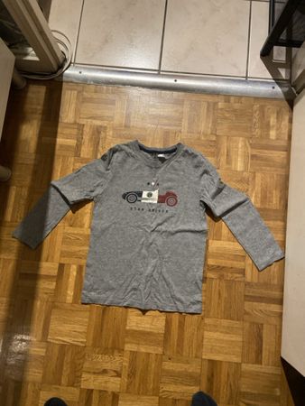 T-shirt manches longues gris garçon, imprimé voiture 10A